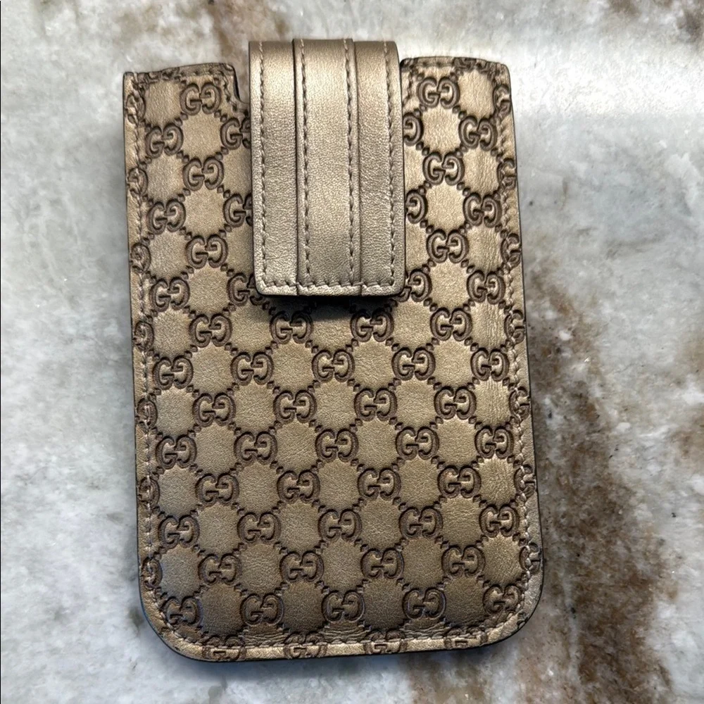 Gucci Metallic Gold Phone Holster